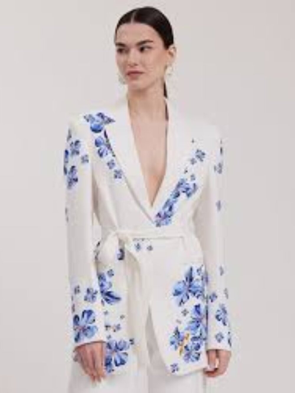 Anne Fontaine Women’s Yara Floral Print Blazer – White/Blue